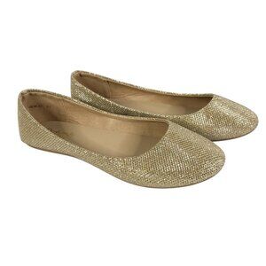 Refresh Womens Ballet Flats Slip On Gold Sparkle Glitter Size 5.5